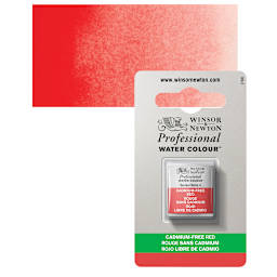 Winsor & Newton Professional Watercolor - Cadmium Free Red, Half Pan and swatch