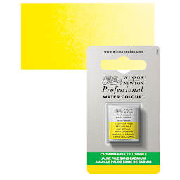 Winsor & Newton Professional Watercolor - Cadmium Free Yellow Pale, Half Pan and swatch