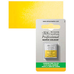 Winsor & Newton Professional Watercolor - Cadmium-Free Yellow, Half Pan and swatch