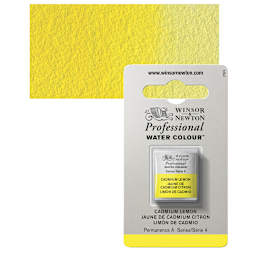 Winsor & Newton Professional Watercolor - Cadmium Lemon, Half Pan and swatch