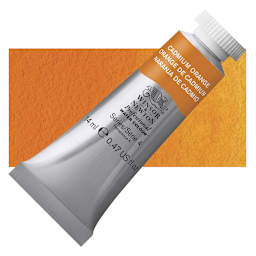 Winsor & Newton Professional Watercolor - Cadmium Orange, 14 ml Tube and swatch
