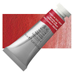 Winsor & Newton Professional Watercolor - Cadmium Red Deep, 14 ml Tube and swatch