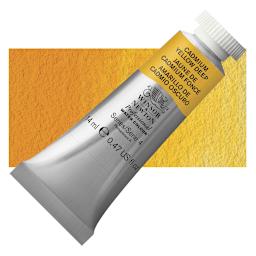 Winsor & Newton Professional Watercolor - Cadmium Yellow Deep, 14 ml Tube and swatch