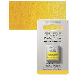 Winsor & Newton Professional Watercolor - Cadmium Yellow, Half Pan and swatch