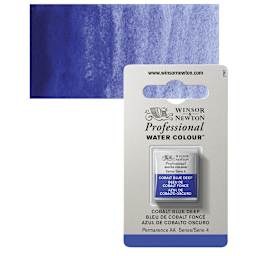Winsor & Newton Professional Watercolor - Cobalt Blue Deep, Half Pan and swatch