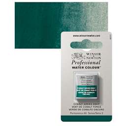 Winsor & Newton Professional Watercolor - Cobalt Green Deep, Half Pan and swatch