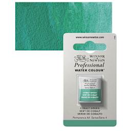 Winsor & Newton Professional Watercolor - Cobalt Green, Half Pan and swatch