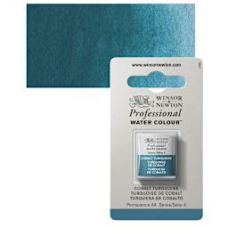 Winsor & Newton Professional Watercolor - Cobalt Turquoise, Half Pan and swatch