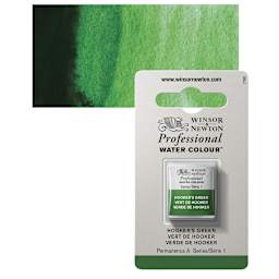 Winsor & Newton Professional Watercolor - Hooker's Green, Half Pan and swatch