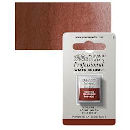 Winsor & Newton Professional Watercolor - Indian Red, Half Pan and swatch
