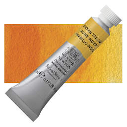 Winsor & Newton Professional Watercolor - Indian Yellow, 5 ml Tube and swatch