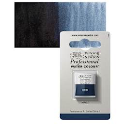 Winsor & Newton Professional Watercolor - Indigo, Half Pan and swatch