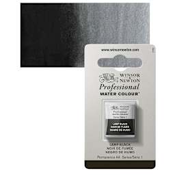 Winsor & Newton Professional Watercolor - Lamp Black, Half Pan and swatch