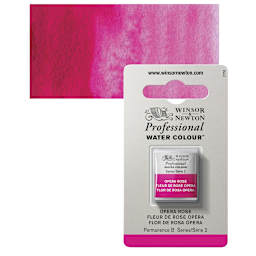 Winsor & Newton Professional Watercolor - Opera Rose, Half Pan and swatch