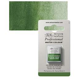 Winsor & Newton Professional Watercolor - Oxide of Chromium, Half Pan and swatch
