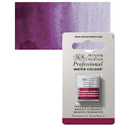 Winsor & Newton Professional Watercolor - Permanent Magenta, Half Pan and swatch