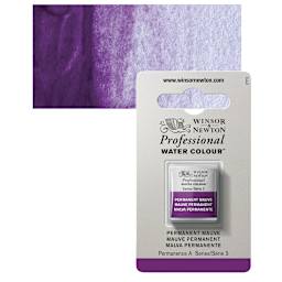 Winsor & Newton Professional Watercolor - Permanent Mauve, Half Pan and swatch