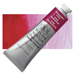 Winsor & Newton Professional Watercolor - Permanent Rose, 37 ml Tube and swatch