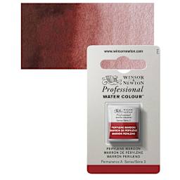 Winsor & Newton Professional Watercolor - Perylene Maroon, Half Pan and swatch