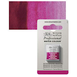 Winsor & Newton Professional Watercolor - Quinacridone Magenta, Half Pan and swatch