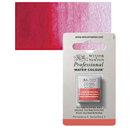 Winsor & Newton Professional Watercolor - Quinacridone Red, Half Pan and swatch