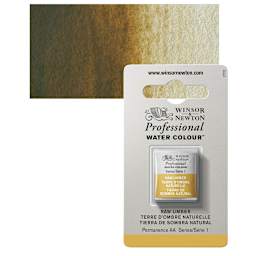 Winsor & Newton Professional Watercolor - Raw Umber, Half Pan and swatch
