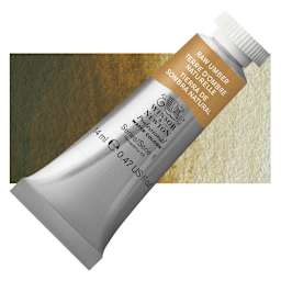 Winsor & Newton Professional Watercolor - Raw Umber, 14 ml Tube and swatch