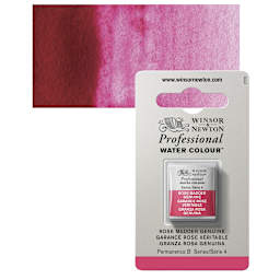 Winsor & Newton Professional Watercolor - Rose Madder Genuine, Half Pan and swatch