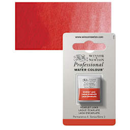Winsor & Newton Professional Watercolor - Scarlet Lake, Half Pan and swatch