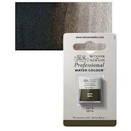 Winsor & Newton Professional Watercolor - Sepia, Half Pan and swatch