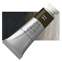 Winsor & Newton Professional Watercolor - Sepia, 14 ml Tube and swatch