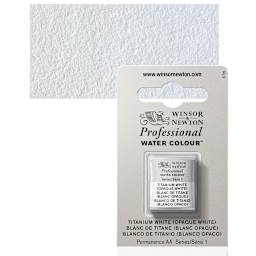 Winsor & Newton Professional Watercolor - Titanium White, Half Pan and swatch