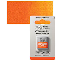 Winsor & Newton Professional Watercolor -Transparent Orange, Half Pan and swatch