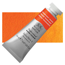 Winsor & Newton Professional Watercolor - Transparent Orange, 14 ml, Tube and swatch