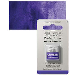 Winsor & Newton Professional Watercolor - Ultramarine Violet, Half Pan and swatch