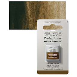 Winsor & Newton Professional Watercolor - Vandyke Brown, Half Pan and swatch