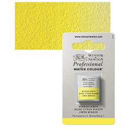 Winsor & Newton Professional Watercolor - Winsor Lemon, Half Pan and swatch
