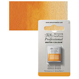 Winsor & Newton Professional Watercolor - Winsor Orange, Half Pan and swatch