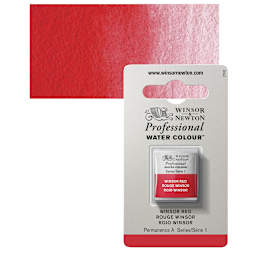Winsor & Newton Professional Watercolor - Winsor Red, Half Pan and swatch