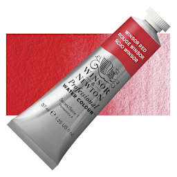 Winsor & Newton Professional Watercolor - Winsor Red, 37 ml tube and swatch