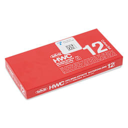 Front of the packaging for Holbein Artists' Watercolors - Set of 12, Assorted Colors, 5 ml Tubes