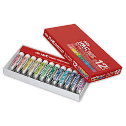 Holbein Artists' Watercolors - Pastels, Set of 12, 5 ml, Tubes (Lid off box)