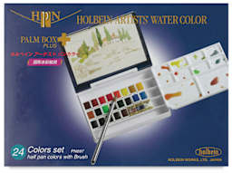 Holbein Artists' Watercolor Half Pans - Set of 24, Assorted Colors front of package