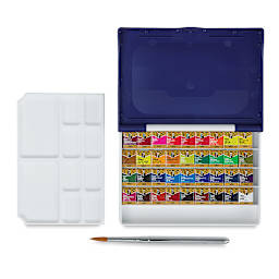 Holbein Artists' Watercolor Half Pans - Set of 36, Assorted Colors with palette removed