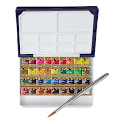 Holbein Artists' Watercolor Half Pans - Set of 36, Assorted Colors