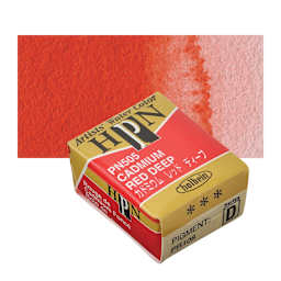 Holbein Artists' Watercolor Half Pan - Cadmium Red Deep and swatch