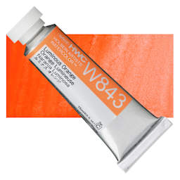 Holbein Artists' Watercolor - Luminous Orange, 15 ml Tube and swatch