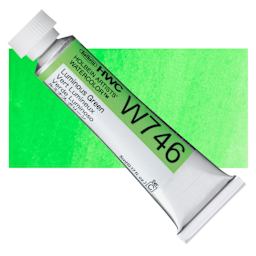 Holbein Artists' Watercolor - Luminous Green, 5 ml Tube and Swatch