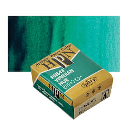 Holbein Artists' Watercolor Half Pan - Viridian Hue and swatch