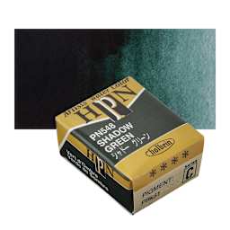 Holbein Artists' Watercolor Half Pan - Shadow Green and swatch